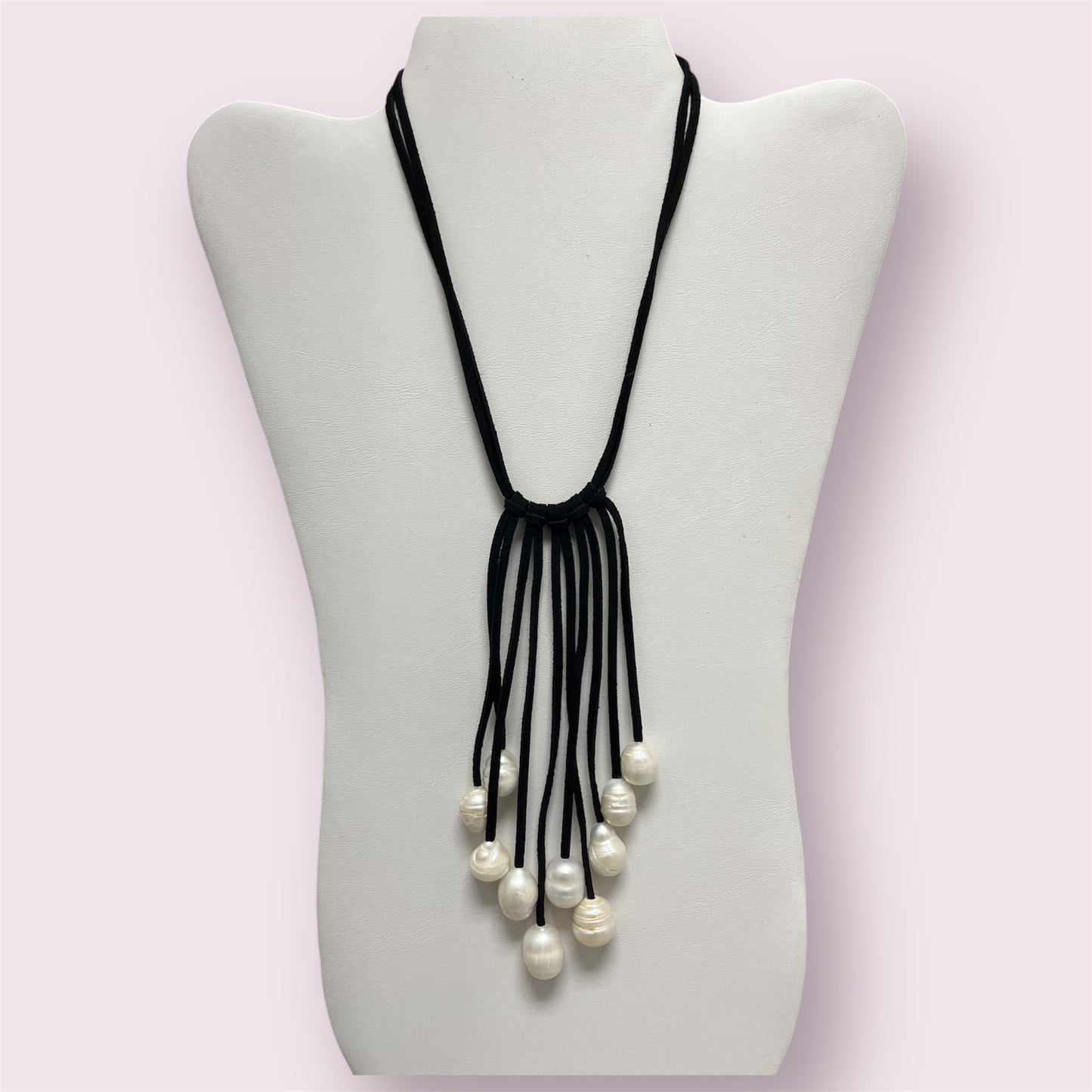 Mother of Pearl Dangle Leather Necklace