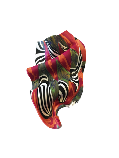 Sculptural Marbled Resin Statement Earring – Sunset Zebra Swirl