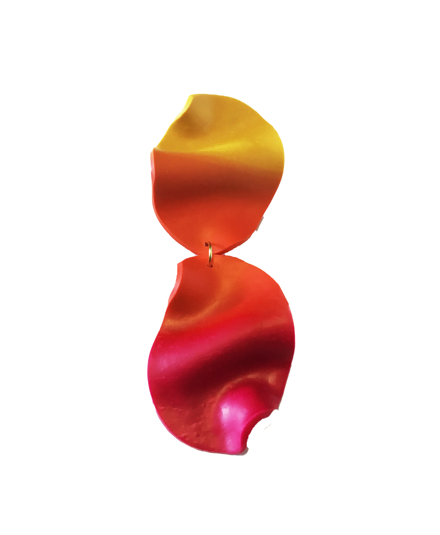 Sculptural Ombre Clay Drop Earring – Sunset Flame