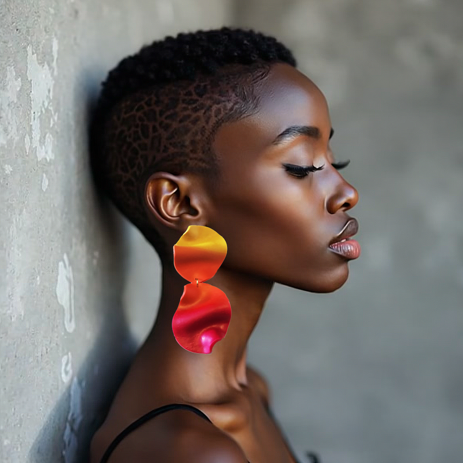 Sculptural Ombre Clay Drop Earring – Sunset Flame