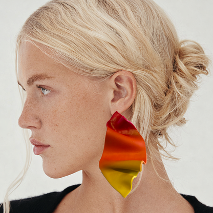 Rippled and folded design polymer clay earring