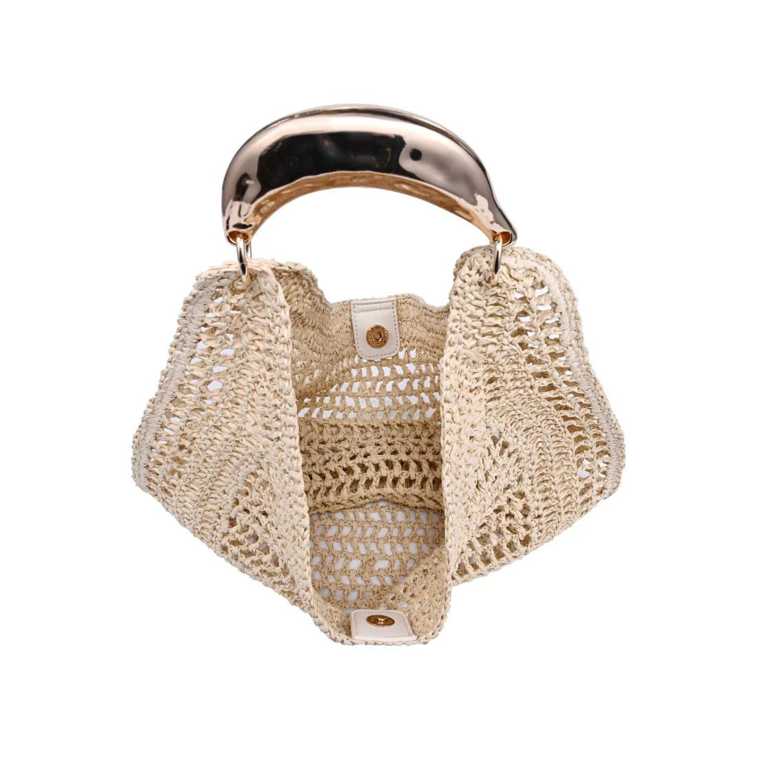Woven silhouette handbag with a sculptural handle