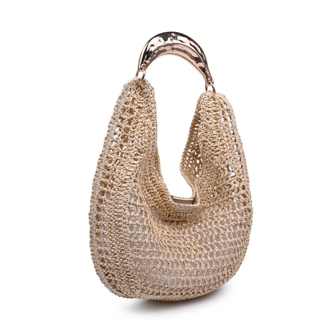 Woven silhouette handbag with a sculptural handle