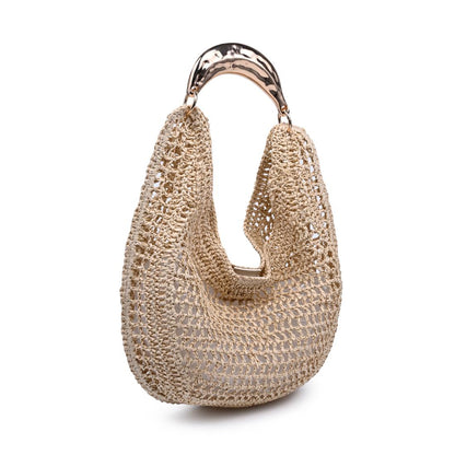 Woven silhouette handbag with a sculptural handle