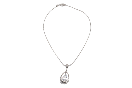 Silver Teardrop Pendant Necklace