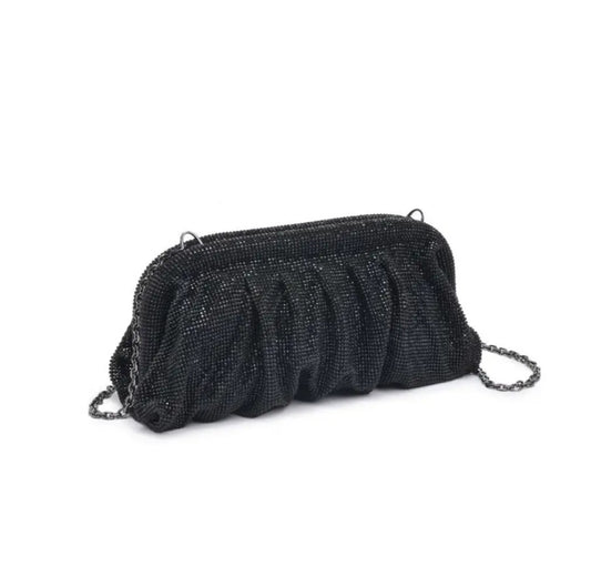 Black Crystal Rhinestone Clutch Bag