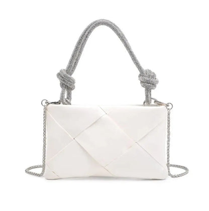 White Valkyrie Elegant Evening  Bag Crystal Handle