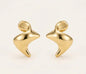14 Karat Gold Dipped Sculptural Abstract Fluid Stud Earrings
