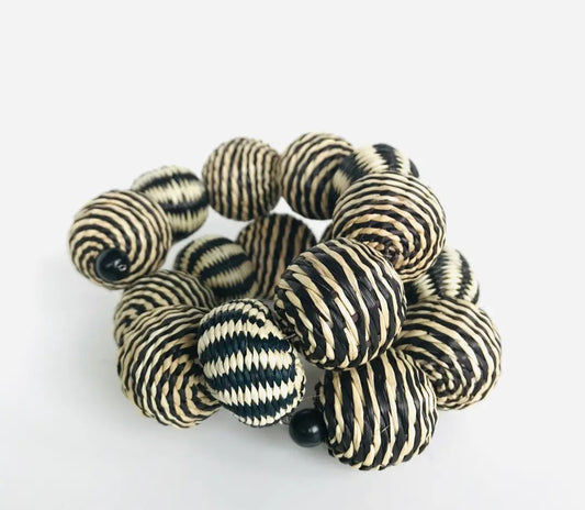 Iraca Cream & Black Woven Handcrafted Bracelet | She She’s Closet