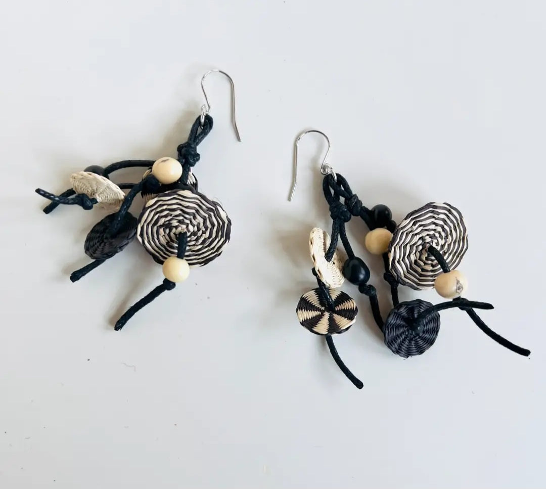 Cream and  Black Iraca Tagua Earrings She She's Closet