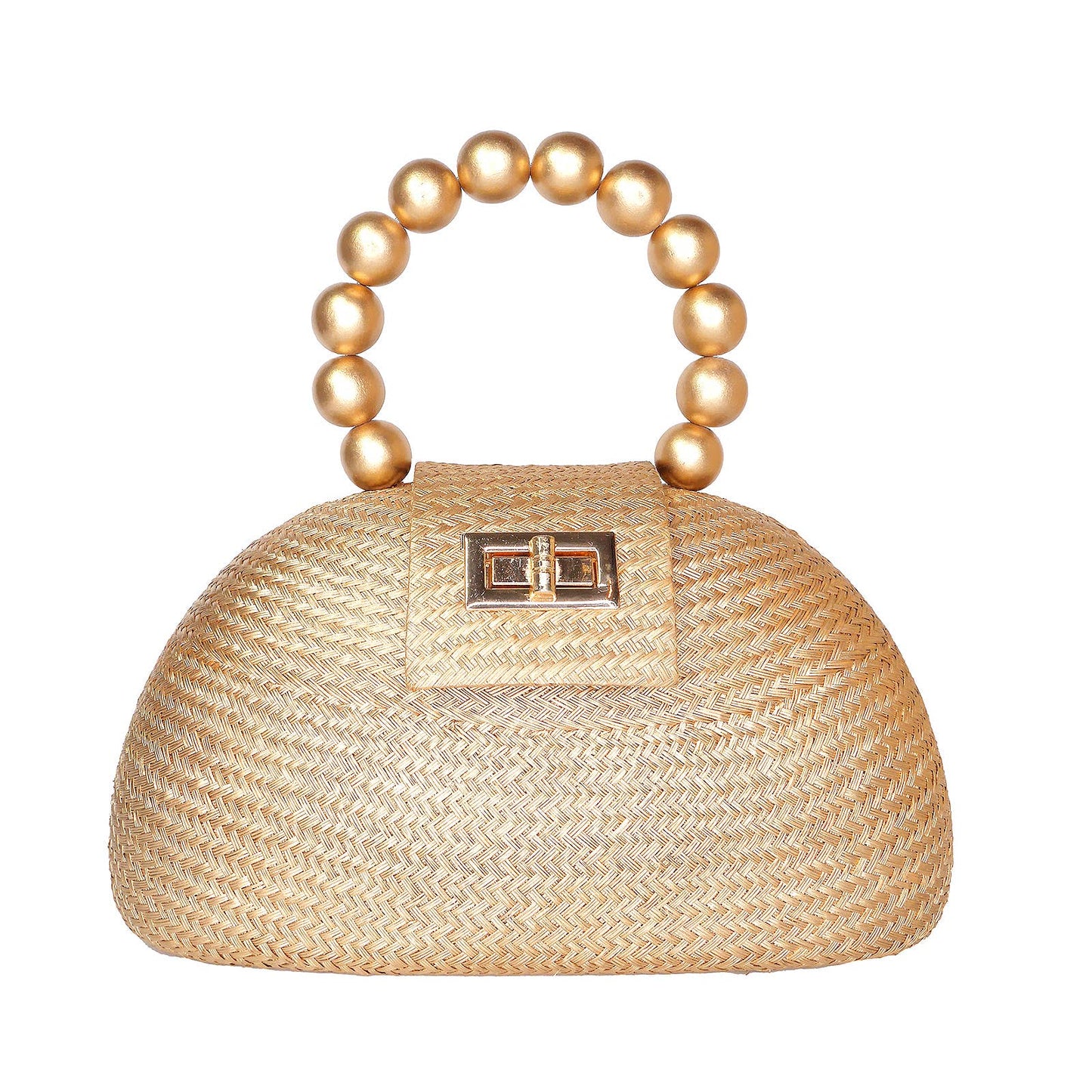 Gold Buntal Straw Clutch Bag