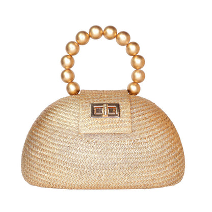 Gold Buntal Straw Clutch Bag