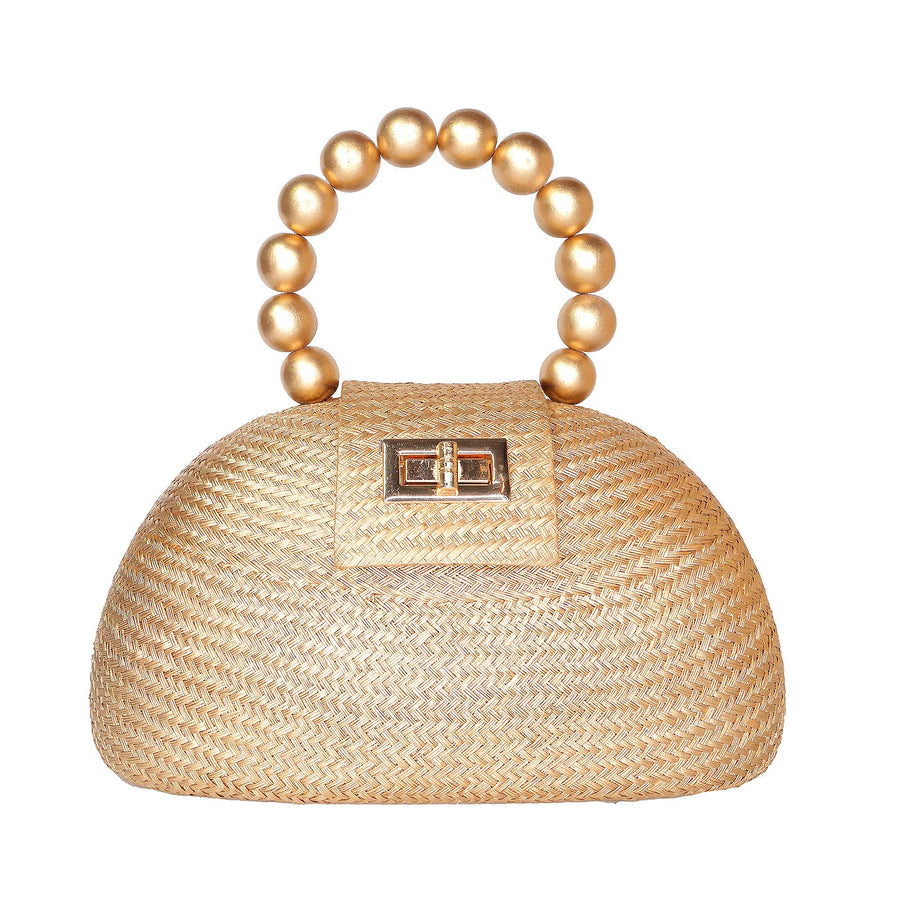Gold Buntal Straw Clutch Bag