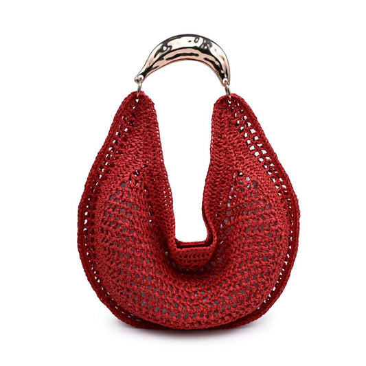 Woven silhouette handbag with a sculptural handle