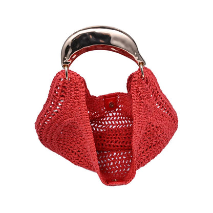 Woven silhouette handbag with a sculptural handle