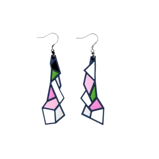 Prism Pop Art Earrings Pink Green