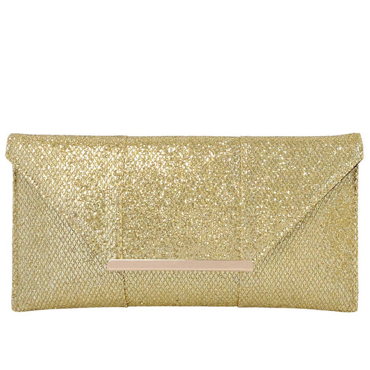 Gold Glitter Envelope Clutch