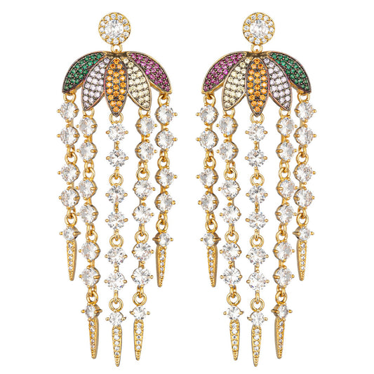 Bianca CZ Fringe Drop Earrings | Designer Jewelry | She She's Closet