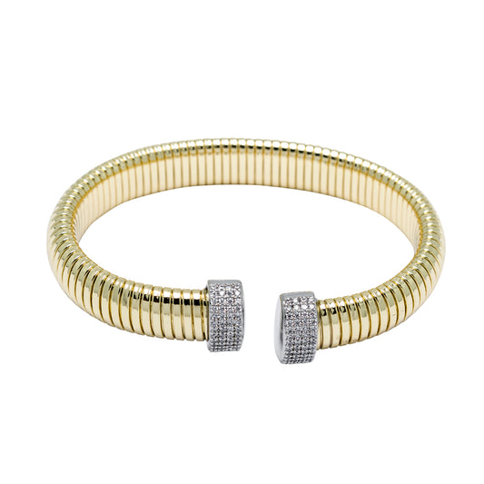 Gold Crystal Ended Cuff Bracelet