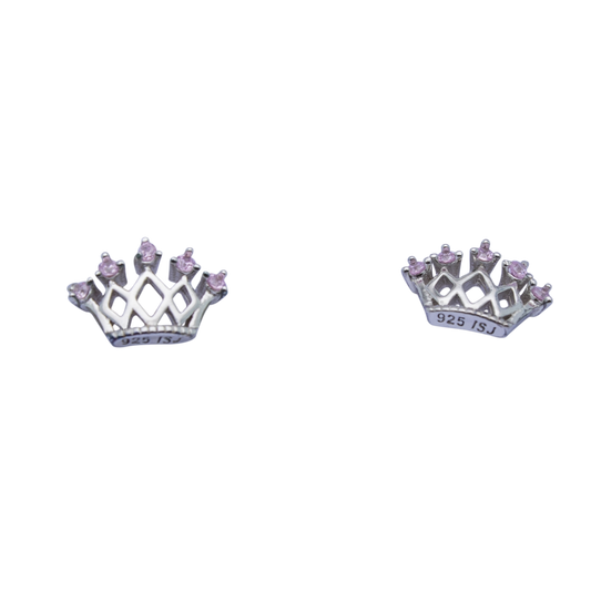 Girls Cubic Zirconia Silver Crown earrings