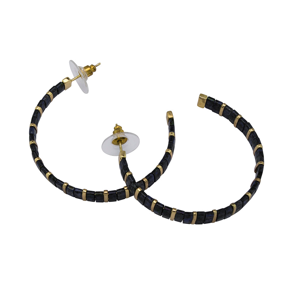 Black and Gold Hoop Earrings | Designer Jewelry | She She's Closet