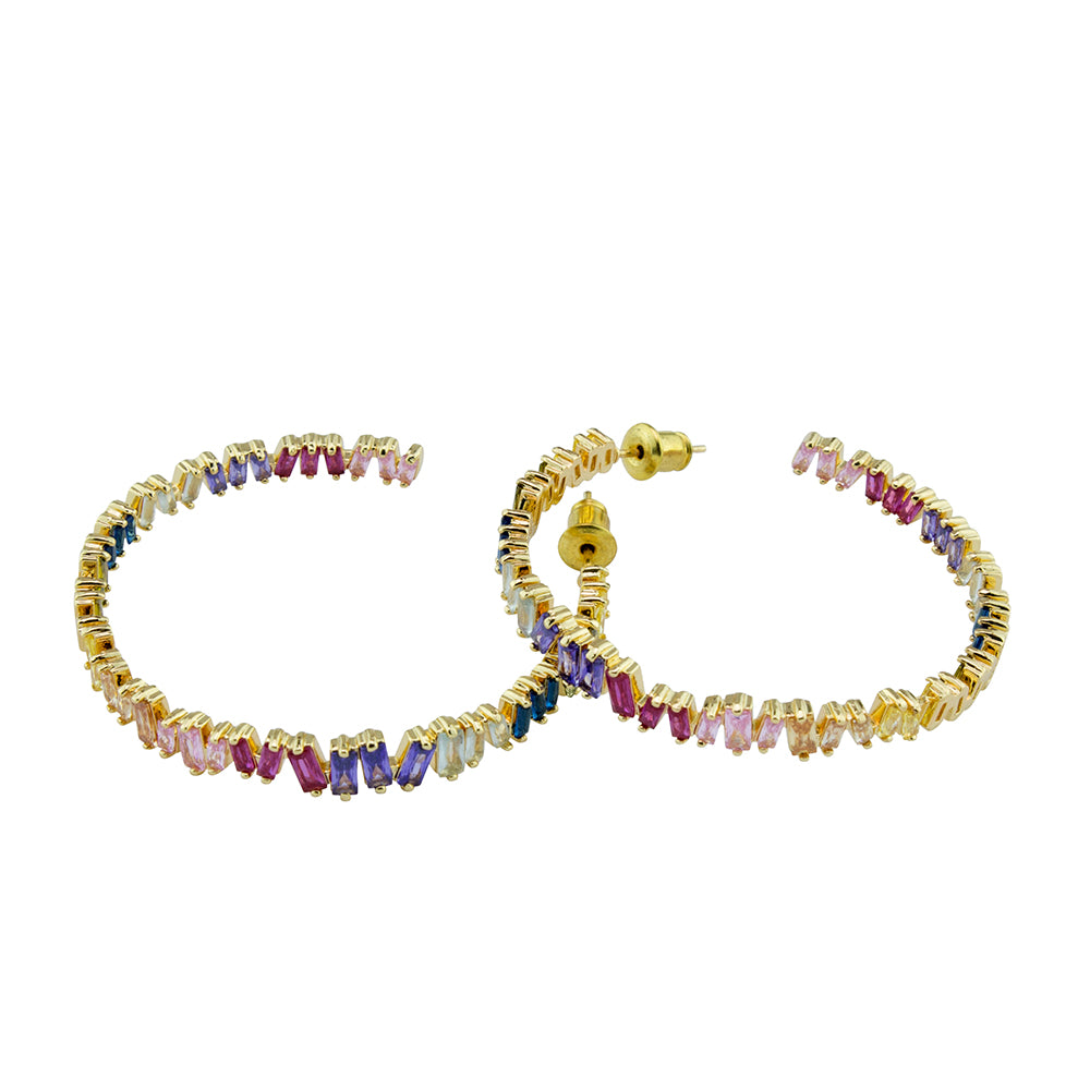 Multi-Color Crystal Hoop Earrings