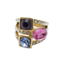 Gold-tone Ring with Multi-color Crystals