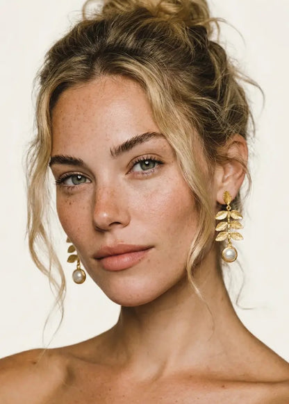 Leaf Pearl Earrings