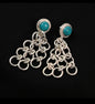 Turquoise Silver Plated Long Artisanal Lightweight Dangle Earrings