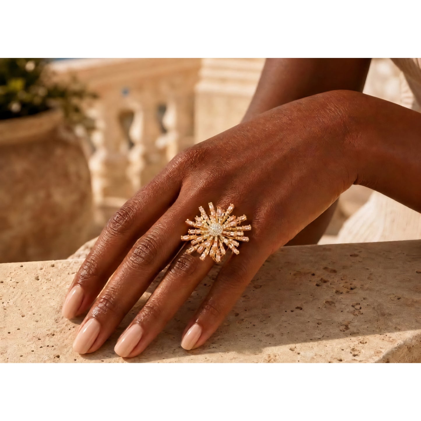 Supernova Ring Zirconia with 18K Gold Plated Adjustable Fit