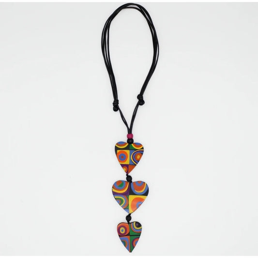 Mariee Multi-Color Triple Pendant Hearts Necklace