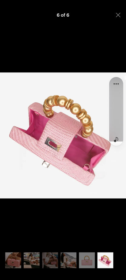 Soft Pink Buntal Straw Clutchbag