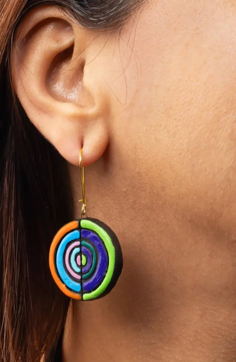 Handcrafted Clay Jewelry Set – Adjustable Lightweight Colorful Geometric Necklace & Earrings