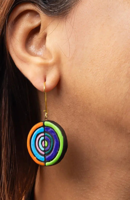 Handcrafted Clay Jewelry Set – Adjustable Lightweight Colorful Geometric Necklace & Earrings