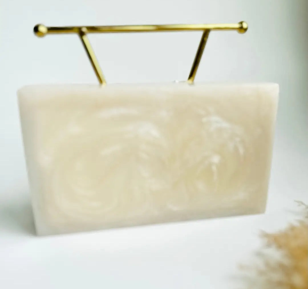 Off White V Stone Clutch Top Handle