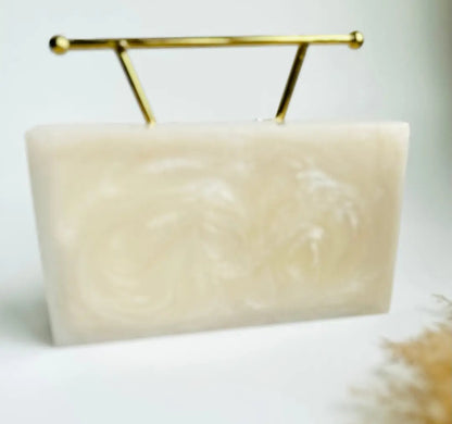 Off White V Stone Clutch Top Handle