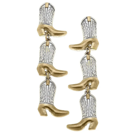 Three Boot Cowboy Dangle Post Earrings