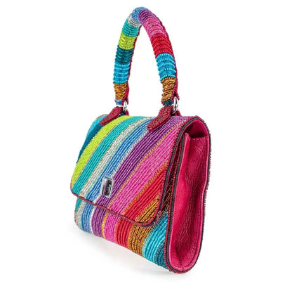 Out of Line Beaded Stripes Top Handle Handbag