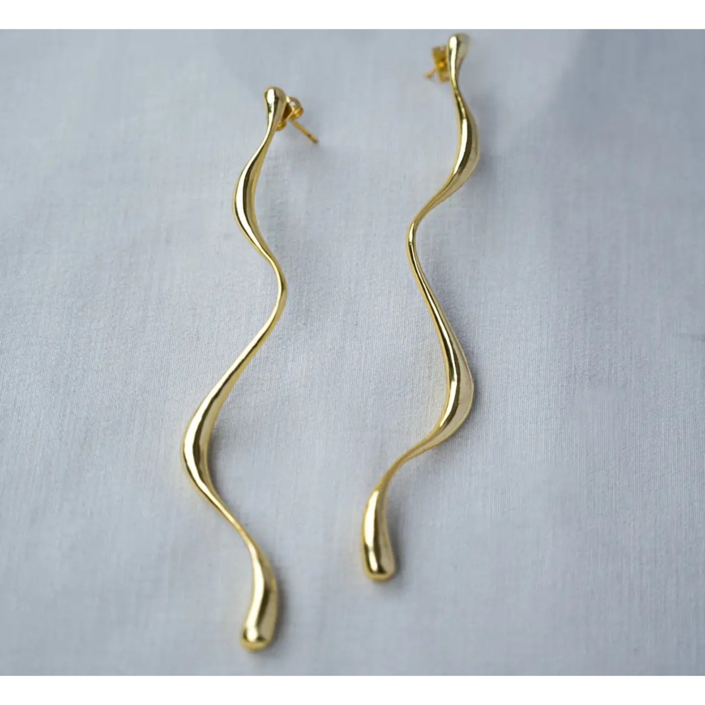 Handmade Sculptural Long Dangle Earrings | Gold & Silver Statement Jewelry