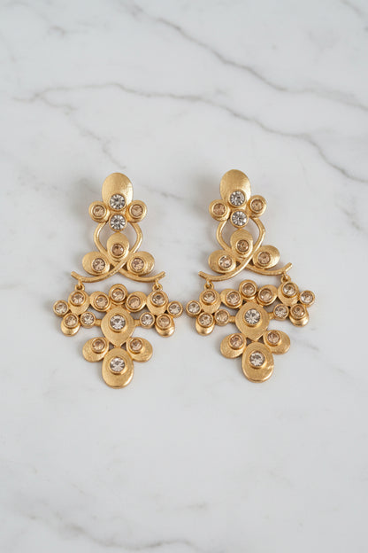Handcrafted Chandelier Statement Earrings Zirconia Gold Plated