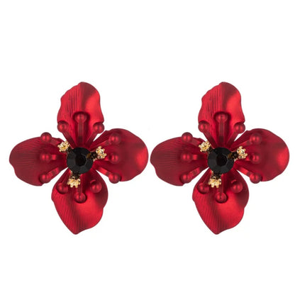 Red Jasmin Flower Earrings