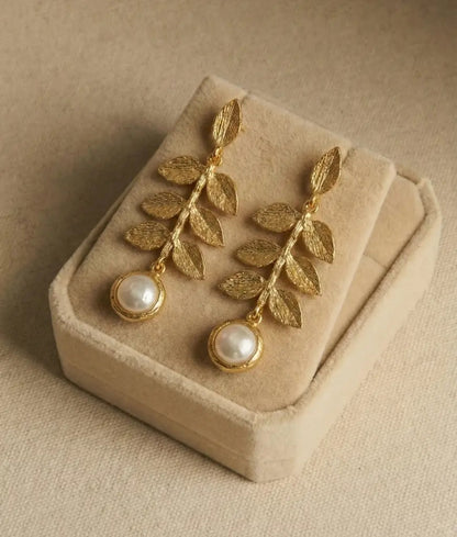 Leaf Pearl Earrings