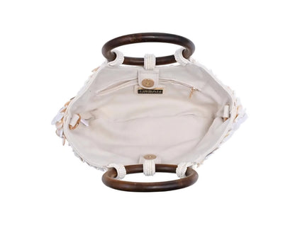 Nature Inspired Shell Handbag Iridescent Finish & Wooden Handles