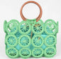 Circular Pattern Tote with Cloth Drawstring Pouch | Three Colors Natural, Mint Green & Tan