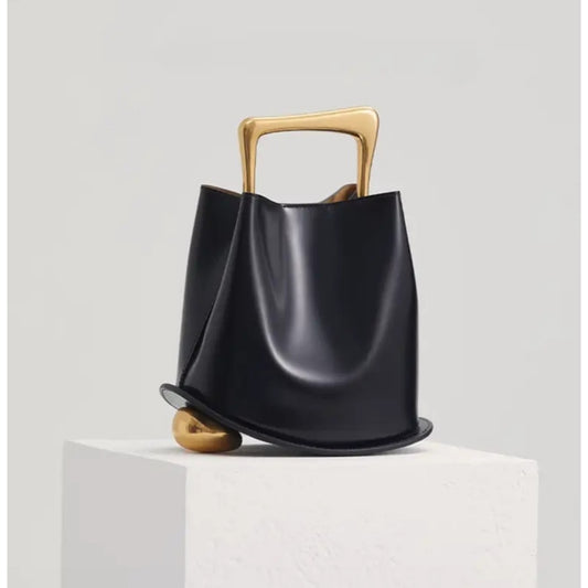 Ozzy Black Leather Gold Limited Edition Handbag