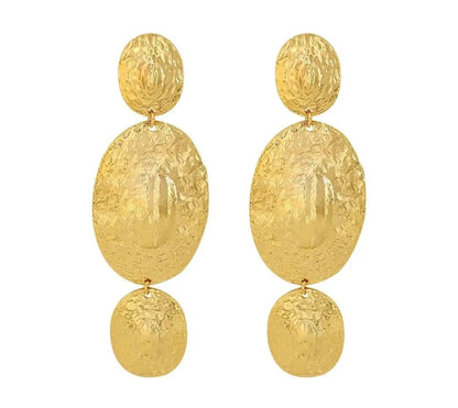 Gold Oval Statement Drop Earrings | Lightweight UK Made