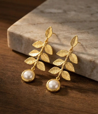 Leaf Pearl Earrings