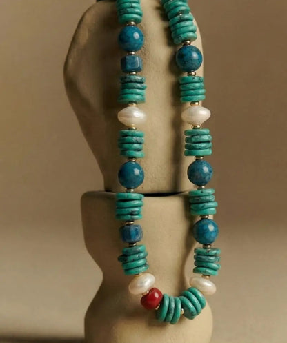 Turquoise Pearl Coral Beaded Necklace