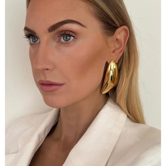 Slim Gold Triangle Statement Earrings