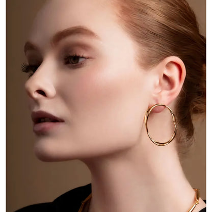 Sculptural Wave Gold Hoop Earrings